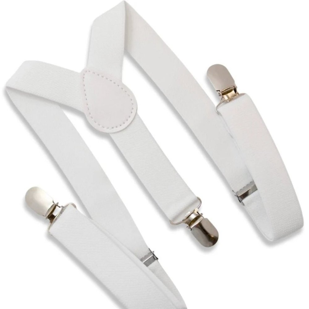 Mens's WHITE Suspenders for wedding accessories